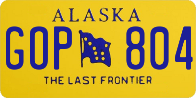 AK license plate GOP804