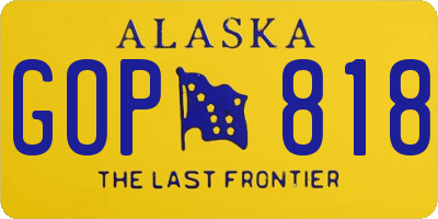AK license plate GOP818