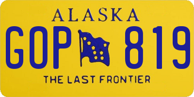 AK license plate GOP819