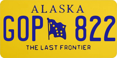 AK license plate GOP822
