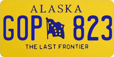 AK license plate GOP823