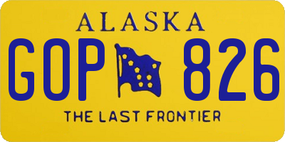 AK license plate GOP826