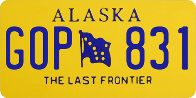 AK license plate GOP831