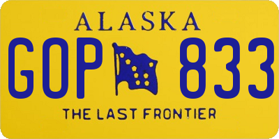 AK license plate GOP833