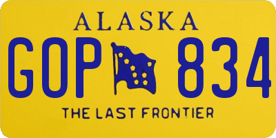 AK license plate GOP834