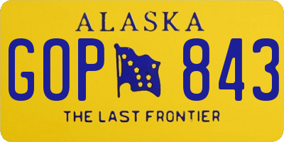 AK license plate GOP843