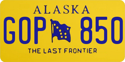 AK license plate GOP850