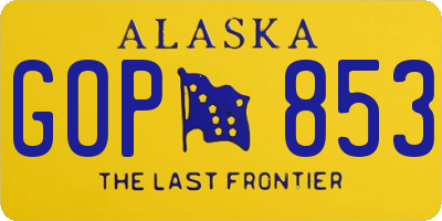 AK license plate GOP853