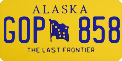AK license plate GOP858
