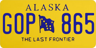 AK license plate GOP865