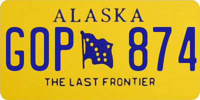 AK license plate GOP874