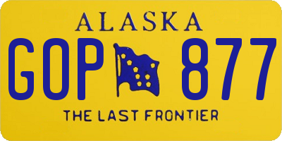 AK license plate GOP877