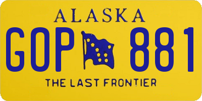 AK license plate GOP881