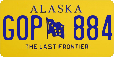 AK license plate GOP884