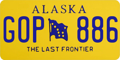 AK license plate GOP886