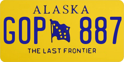 AK license plate GOP887