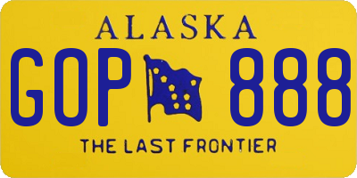 AK license plate GOP888