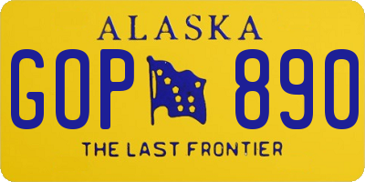 AK license plate GOP890