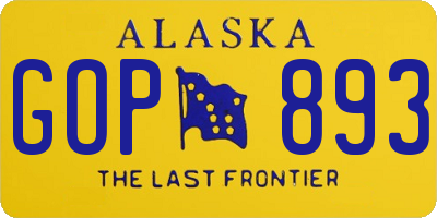 AK license plate GOP893