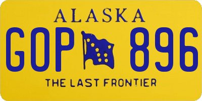 AK license plate GOP896