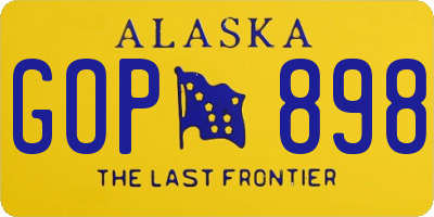 AK license plate GOP898