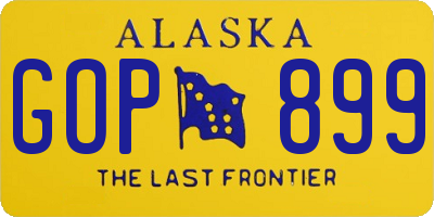 AK license plate GOP899