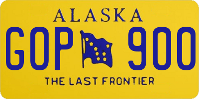 AK license plate GOP900