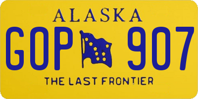 AK license plate GOP907