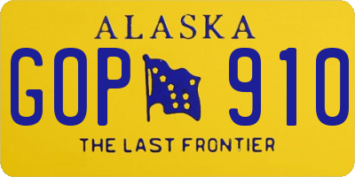 AK license plate GOP910