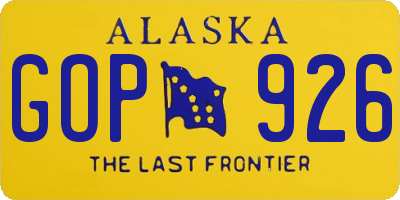 AK license plate GOP926