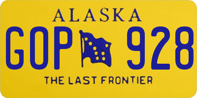 AK license plate GOP928