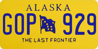 AK license plate GOP929
