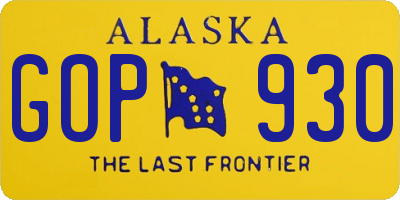 AK license plate GOP930
