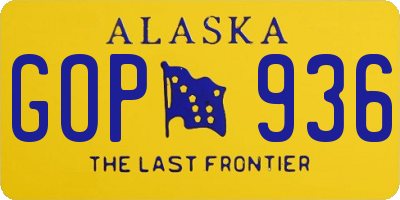 AK license plate GOP936