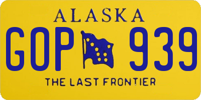 AK license plate GOP939