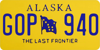 AK license plate GOP940