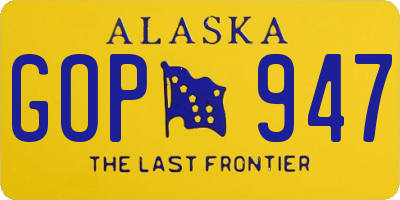AK license plate GOP947