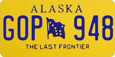 AK license plate GOP948