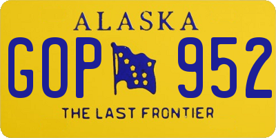 AK license plate GOP952