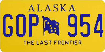 AK license plate GOP954