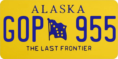 AK license plate GOP955