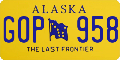 AK license plate GOP958