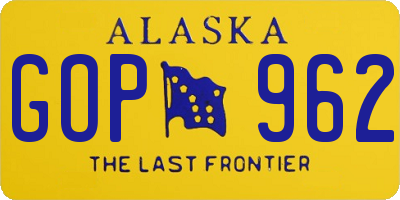 AK license plate GOP962