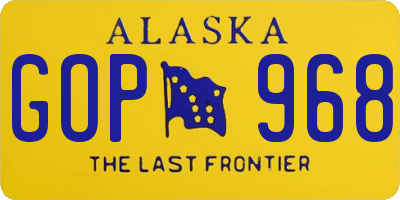 AK license plate GOP968