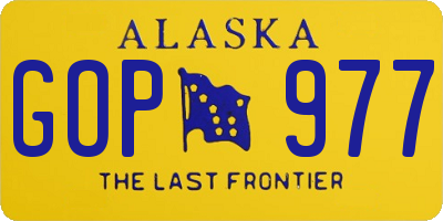 AK license plate GOP977