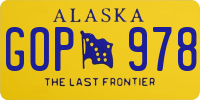 AK license plate GOP978