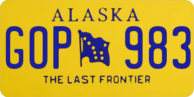 AK license plate GOP983