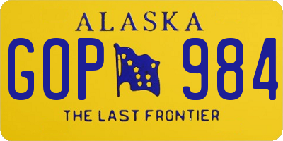 AK license plate GOP984