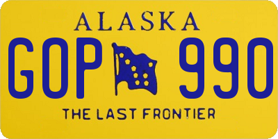 AK license plate GOP990
