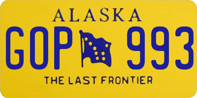 AK license plate GOP993